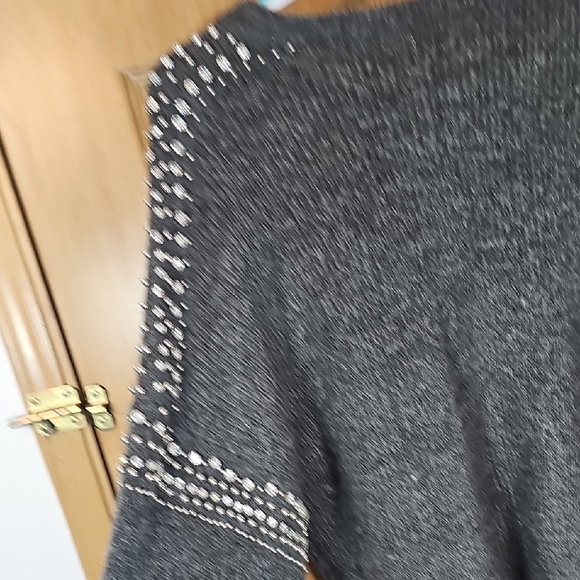 a.n.a Charcoal Sweater with Studded Accents - Picture 7 of 9